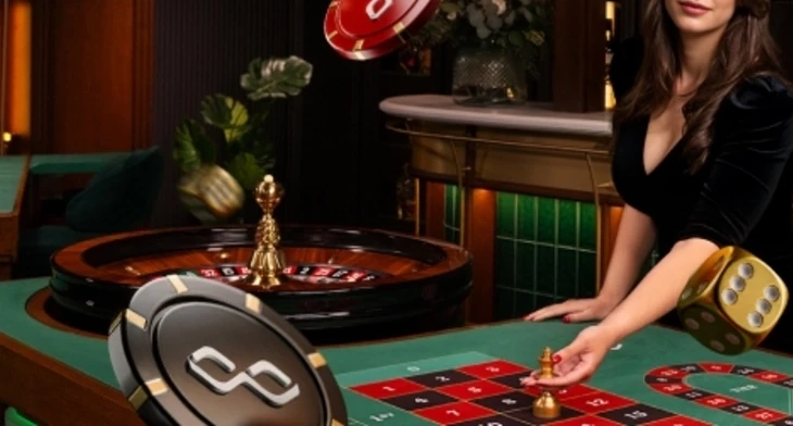 Dealer at a live roulette table in the 1xBet live casino